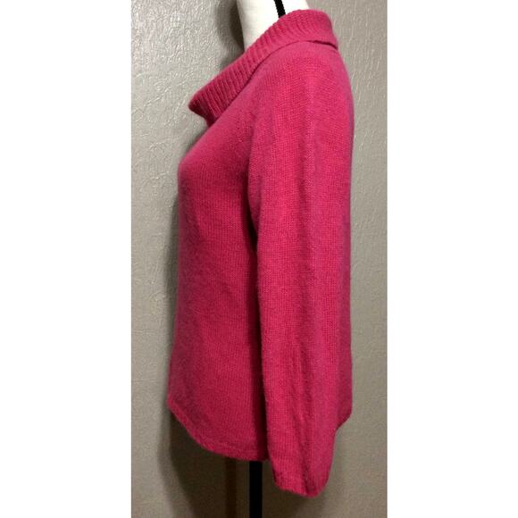 Rafaella Knit Sweater Medium Lamb Wool Angora Rabbit Cowl Neck Pink Pullover - Picture 4 of 9